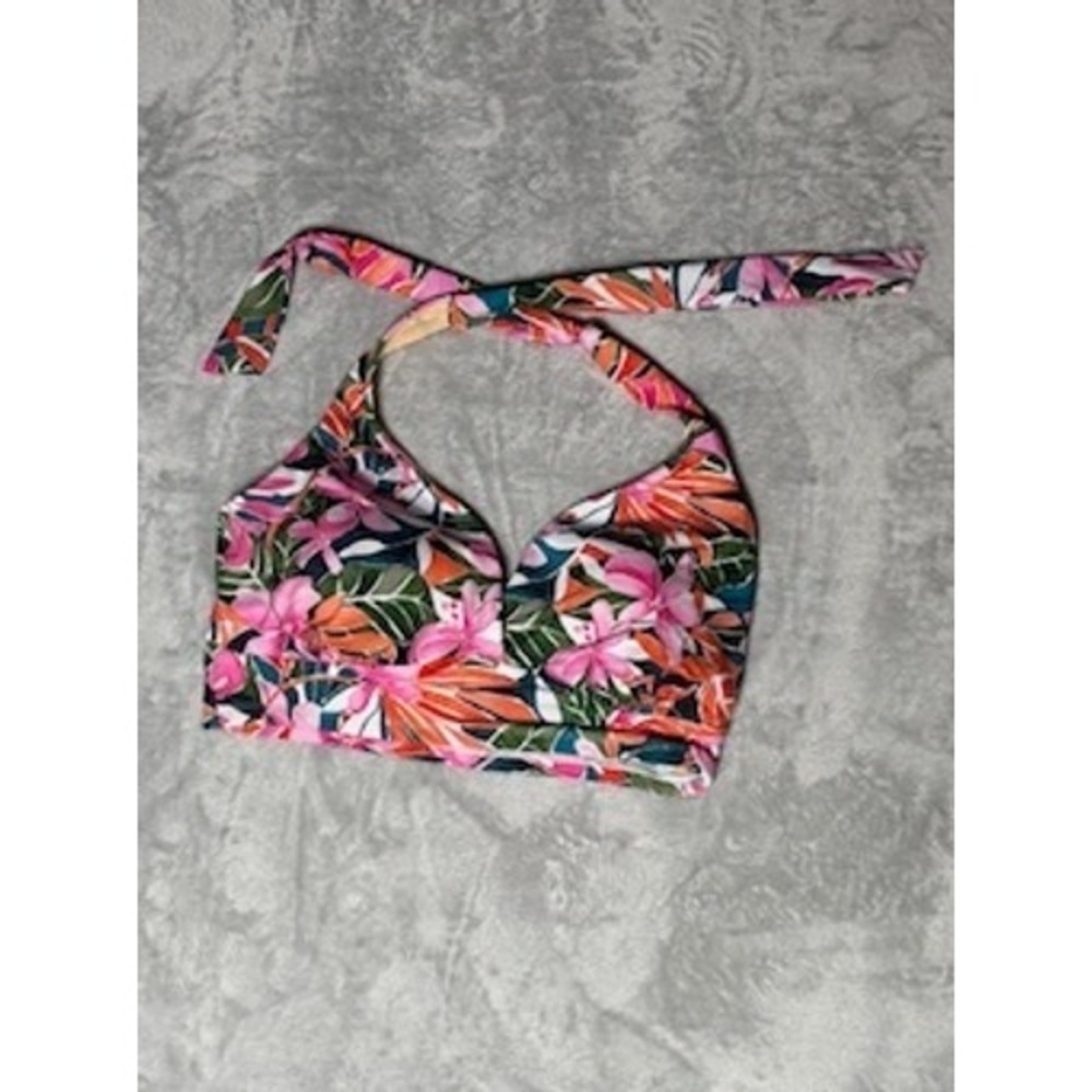 Unbranded Bikini Top M Multicolor Tropical Floral Halter Padded Bra